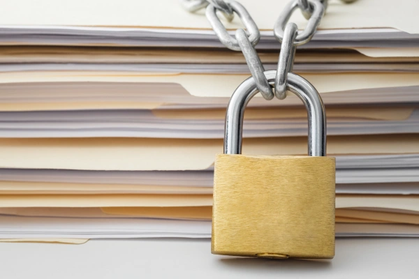candado protegiendo unos documentos